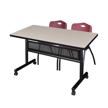 Kobe Rectangle Mobile table, 48" W, 29" H, Laminate Top, Maple MKFTM4830PL47BY